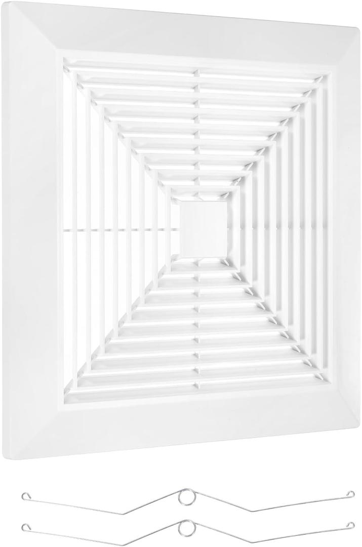 PATIKIL 14x14 Inch Bathroom Exhaust Fan Cover, ABS Plastic Fan Grille Air Conditioning Vent Cover with Springs for Square Ceiling or Exhaust Fans Home Office Bathroom Kitchen Ventilation