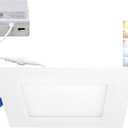 Maxxima 4 in. Square 5CCT Ultra Thin Recessed LED Downlight, 750 Lumens Slim Canless, IC Rated, 5 Color Temperature Selectable 2700K/3000K/3500K/4000K/5000K, Dimmable, J-Box Included (Single Pack)