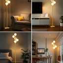 Lightdot Dimmable Globe Floor Lamp Mid Century Modern Floor Lamp with 5Pcs 3000K Bulbs Included Brightness Adjustable Gold Standing Lamps with 5Lbs Heavy Base for Living Room/Bedroom/Sofa Beside