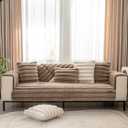 vctops 3D Striped Faux Fur Couch Cover Thick Warm Soft Sofa Cover Non Slip Fuzzy Plush Furry Sofa Slipcovers Shaggy Cozy Washable Furniture Protector for Pets, Kids (Dark Coffee,28"x28") (1pc/28"x28"/Armrest or Backrest Cover)