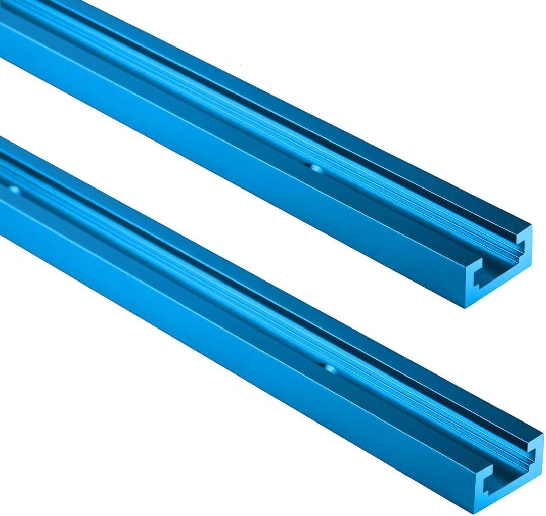 2pcs T-Track for Woodworking 48" Blue Double-Cut Pre-Drilled, 48" Universal Aluminum T Tracks Blue