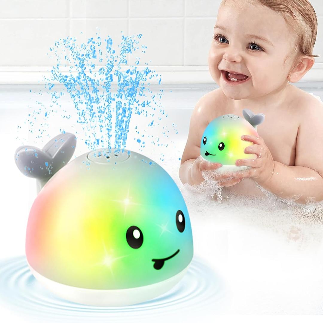 Whale Bath Toy Sprinkler, Baby Easter Basket Stuffers, Light Up Bath Toys for Kids Ages 1-3 Babies 6-12-18 Months, 1 2 3 Year Old Boys Girls Easter Toddler Birthday Gifts, Bathtub Pool Water Table Toy