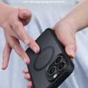 Lamicall Magnetic Case for iPhone 15 Pro Max, for Magsafe - [Diamond Textured Anti-Slip Edge] [Military Grade Shockproof Protection] Translucent Hard Slim Magnet Protective Cover (Black)