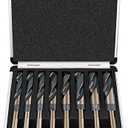 EFFICERE 8-Piece Premium 1/2” Reduced Shank Silver and Deming Large Drill Bit Set in Aluminum Carry Case, M2 High Speed Steel, 135-Degree Split Point | SAE Inch Size 9/16” - 1” by 1/16th Increment