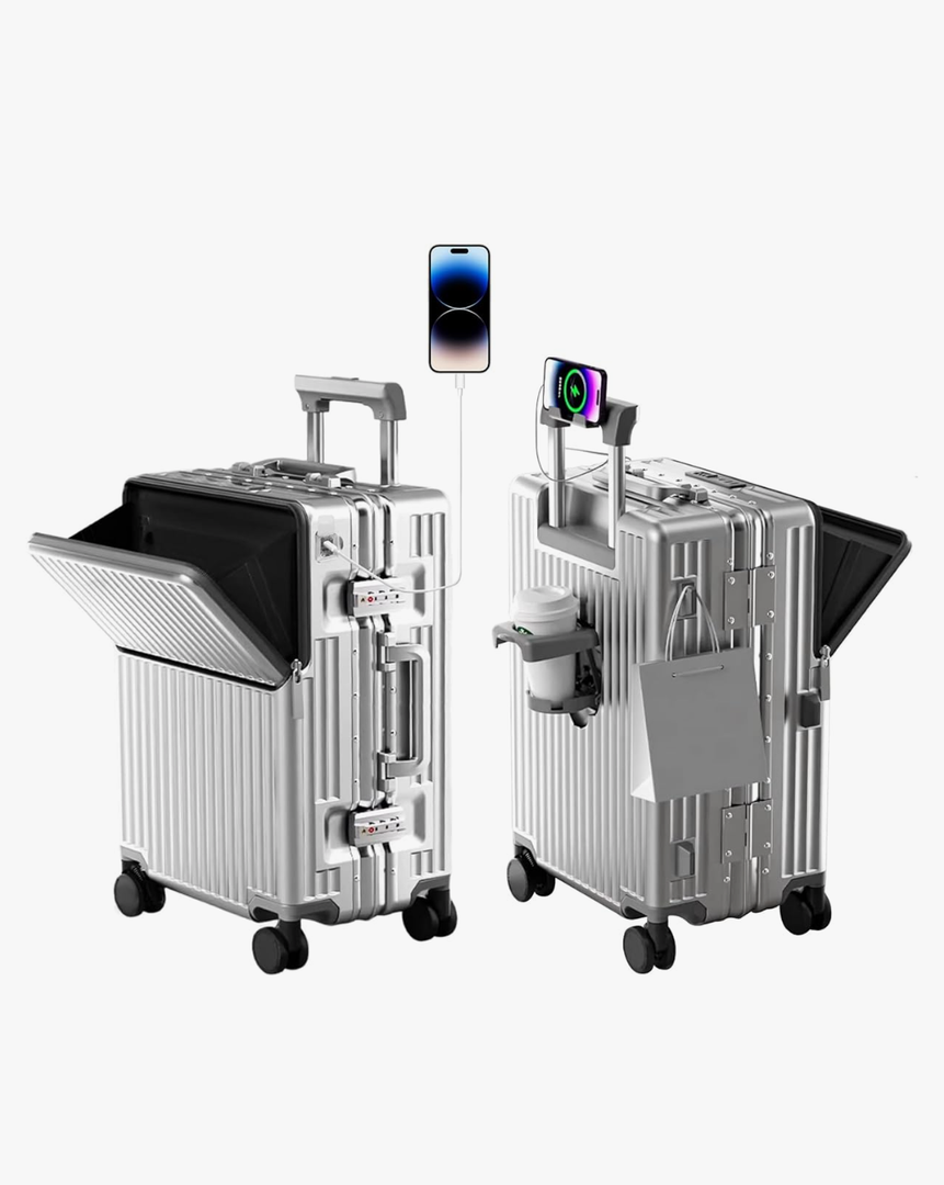 Zipperless Luggage, Polycarbonate Aluminum Hard Shell, Expandable Carry-On Suitcase with Spinner Wheels, Hard Shell Suitcase, 26 Inch Cabin