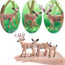 16PCS Deer Figurines Model Trees Kit, Plastic Woodland Animals Toys, Miniature Wild Forest Animal Figures for Christmas Decoration Cake Toppers Party Favors