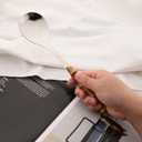 Serving Spoon and Fork Set, 304 Stainless Steel Serving Utensils with Natural Bamboo Handle, 10" Long Handle Serving Set for Kitchen Party Buffet, 4 Pieces / 2 of Each