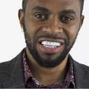 LuReen 14k Gold 6 Teeth Grillz Hip Hop Joker Diamond Top & Bottom Teeth Caps Grillz Set for Teeth Rapper Halloween Costume Cosplay (Silver)