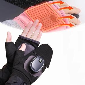 Heated Gloves for Women, Smart Thermostatic Electric Heated Fingerless Gloves Rechargeable Heated Gloves with Digital Display, Hand Warming Gloves for Work Cycling Skiing Outdoor Snow