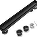 32 Inch Offset Linear Shower Drain Matte Black2-in-1 Flat Reversible Cover with Tile Insert Grate Cover, Side Out Stainless Steel Linear Floor Drain Including Hair Strainer