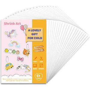 52 Pieces Sanded Shrink Plastic Sheet Kit, Shrinky Art Paper Translucent Shrink Film Sheets, Kids Creative Craft Activities for All Ages, 5.7 x 7.9inch / 14.5 x 20cm