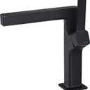 Matte Black Waterfall Bathroom Faucets 1 Hole, Lavatory Faucet, Solid Brass Single Handle Basin Mixer with 2 Supply Lines for Restroom Guestroom RV Sink Vanity