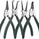 4 Piece 7 Inch Internal/External Snap Ring Pliers Set Heavy Duty Circlip Pliers Kit Straight/Bent Jaw Pliers for Ring Remover Retaining and Remove Hoses