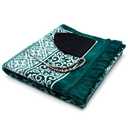 ESERRA Velvet Prayer Mat All in One Set for Islam - Thick Muslim Prayer Rug, Black Kufi Hat, Jasper Stone 33 Prayer Beads, Cotton Travel Case - Islamic Gifts (Green)