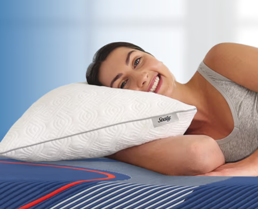 Sealy Premium Memory Foam Pillow, King Size 34x18 inches, 400 TC Organic Cotton Cover with Down Alternative Plush Padding, Designed for Stomach, Back, & Side Sleepers
