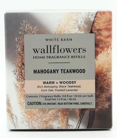 White Barn Wallflowers Home Fragrance Refills 2 Bulbs (Mahogany Teakwood), Clear