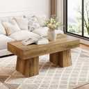 LITTLE TREE Farmhouse Coffee Table, 47 Inches Wooden Rectangular Accent Center Tables with Thick Base, Modern Low Cocktail Tea Furniture for Living Room (Rustic Brown)