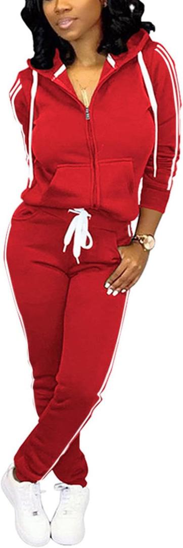 Nimsruc Two Piece Outfits For Women Casual Tracksuit (Large, A Big Red)