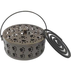 Mosquito Coil Holder, Portable Metal Mosquito Coil Burner, Mosquito Incense Holder with Handle for Home or Outdoor(Cat Paw Cutout Design)