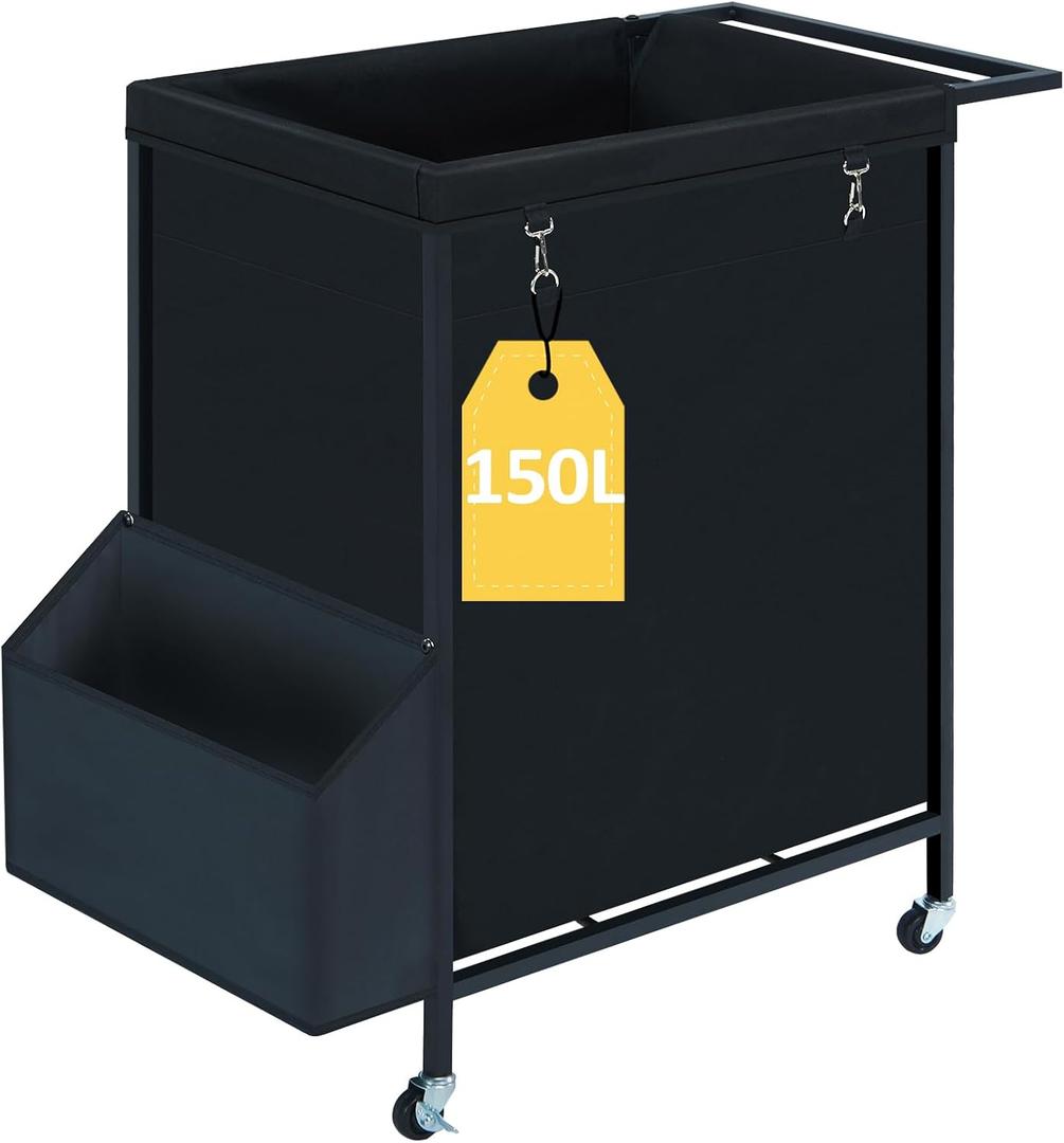 Laundry Basket with Wheels, 150L Rolling Laundry Hamper with Wheels & Removable Bag, Tall Dirty Clothes Hampers for Laundry Hotel, Home