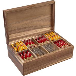 Acacia Wood Tea Bag Organizer, Tea packet Storage Boxes 8 Compartments, Teabag Accessories Gift Box, TeaBags Chest, Teabag Holder Containers