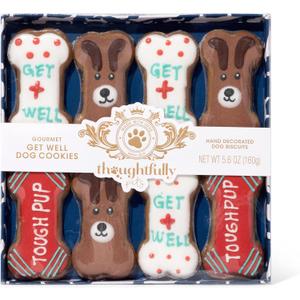 Thoughtfully Pets, Get Well Dog Cookies Gift Set, Crunchy Treats Includes Colorfully Hand Decorated Get Well Themed Dog Biscuits to Brighten Their Day, Pack of 8