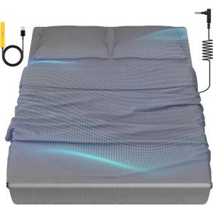 Grounding Bedding Sheet Set, Bed Sheets and Pillowcase Set, 90% Organic Cotton+10% Pure Silver Organic Fitted Grounded Sheet for Improved Sleep, Pain Relief (Gray, (78.1 * 80.1 * 15.2inch))