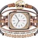 Boho Dressy Bracelet for Apple Watch Band 46mm 40mm 38mm 41mm 44mm 42mm 45mm 49mm Women, Elegant Handmade Beaded Leather Strap Accessories for iWatch Bands SE Series 11 10 9 8 7 6 5 4 3 2 1 (Brown/Tree of Life)