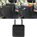 Mandark Car Seat Back Organizer, PU Leather Automotive Backseat Hanging Storage Pocket, Multipurpose Vehicle Travel Essentials Accessories for Kids & Adults, Universal for Most CarsBlack
