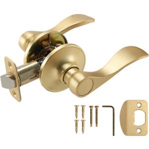 Design House Springdale Passage Hall Closet Interior Door Lever Handle Lockset, Non-Locking Handle Hardware, Satin Gold, 6.375 in x 1.94 in x 2.625 in, Item 728899