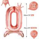 Number Balloons,Standing Number 0-9 Balloon 32 Inch Rose Gold Birthday Decorations for Girls Foil Balloon 0-9 Birthday Balloons