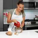 OVENTE 5-Speed Corded Electric Hand Mixer with Stainless Steel Whisks, Compact Portable Design with Snap-On Storage Case,150W Lightweight Handheld Mixer for Baking & Cooking, Red HM151R
