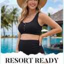 Zando High Waist Maternity Swimsuit Two Piece Pregnancy Swimwear Bikini Bathing Suits for Women Maternity Swimsuits (Black, L)