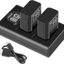 NEEWER NP-FW50 Camera Battery Charger Set Compatible with Sony ZV-E10 A7 A7R A7RII A7II A7SII A7S a6300 a6400 a6500 RX10 Series, 2 Pack 1100mAh Replacement Batteries, Micro USB & Type C Dual Charger