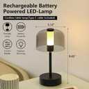Black Rechargeable Cordless Table Lamp,Portable Modern LED Night Light,Battery Operated Lamp,3 Color Stepless Dimming Up,for Restaurant/Bedroom/Bars/Outdoor Party/Camping/Coffee Shop