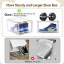 Secret Space 10 Pack XX Large Thicken Hard Shoe Organizer Storage Boxes for Closet, Modular Space Saving Shoe Boxes Clear Plastic Stackable Sneaker Containers Display Case with Lids, White