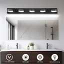 5 Light Bathroom Vanity Light, 30W LED Black Bathroom Light Fixtures Over Mirror, Dimmable Bath Lights, Wall Sconce Light with Milky White Acrylic Shades, Rotatable Lights Head