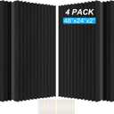 4 Pack Acoustic Foam Panels, 48 x 24 x 2" Sound Proof Foam High Density Studio Wedge Tiles Fire Resistant Acoustic Panels for Home Office, Recording Room, Studio (Black, 4 Pack)