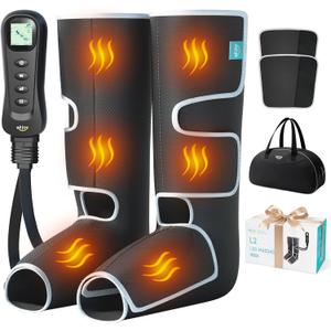 ALLJOY Leg Massager for Circulation and Pain Relief FSA, Father-s Day Gift-s for Dad Men Women, Leg Massager with Heat and Compression Helpful for Vericose Veins, Fatigue, Cramps, Swelling, Edema