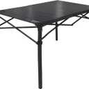 Heavy-Duty Roll-Top Table for Camping (Large) - Portable Aluminum-Top Folding Table with Steel Frame by Caddis Sports