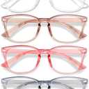 3 x Blue Light Glasses for Woman Men | 99% Blue Light Blocking Glasses for Computer Gaming TV Phone Screen Square Frame | Anti Eyestrain & UV Glare Protection - 6 Pairs