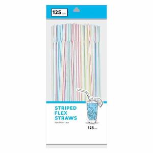 125-Count Striped Flex Straws