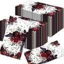 Roses Bat Napkins Halloween Napkins Disposable Halloween Floral Paper Guest Towels for Powder Room Bathroom Wedding Birthday Bridal Baby Shower,120PCs