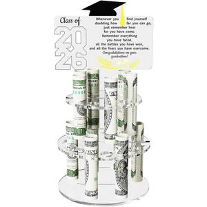 2 x Yigney 2026 Graduation Gift Money Holder, Acrylic Cash Cake with 24 Holes, Graduation Party Supplies, 4 Count