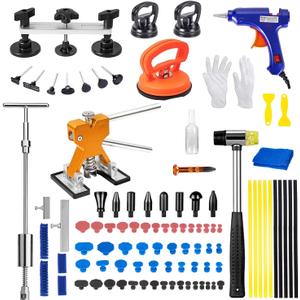 97pcs Dent Puller Kit, Car Dent Puller for Dent Repair, Car Dent Puller Kit with Golden Lifter, Slide Hammer T-Bar, Bridge Puller, Paintless Dent Removal Kit for Car Refrigerator Door Ding Repair