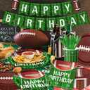 Football Birthday Party Decorations Football Plates Napkins Tablecloth Banner Football Party Supplies Tableware Set for Football Game Day Tailgate Party Decorations, Serve 25