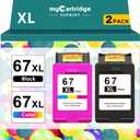 67XL HP Printer Ink for HP Ink 67 Replacement for HP 67 Ink Cartridges Black/Color Combo Pack HP67 DeskJet 2755e 2855e 2700 4255e 4155e 2800e 2700e 2700e Envy 6055e 6000 6455e Printer Ink HP 67