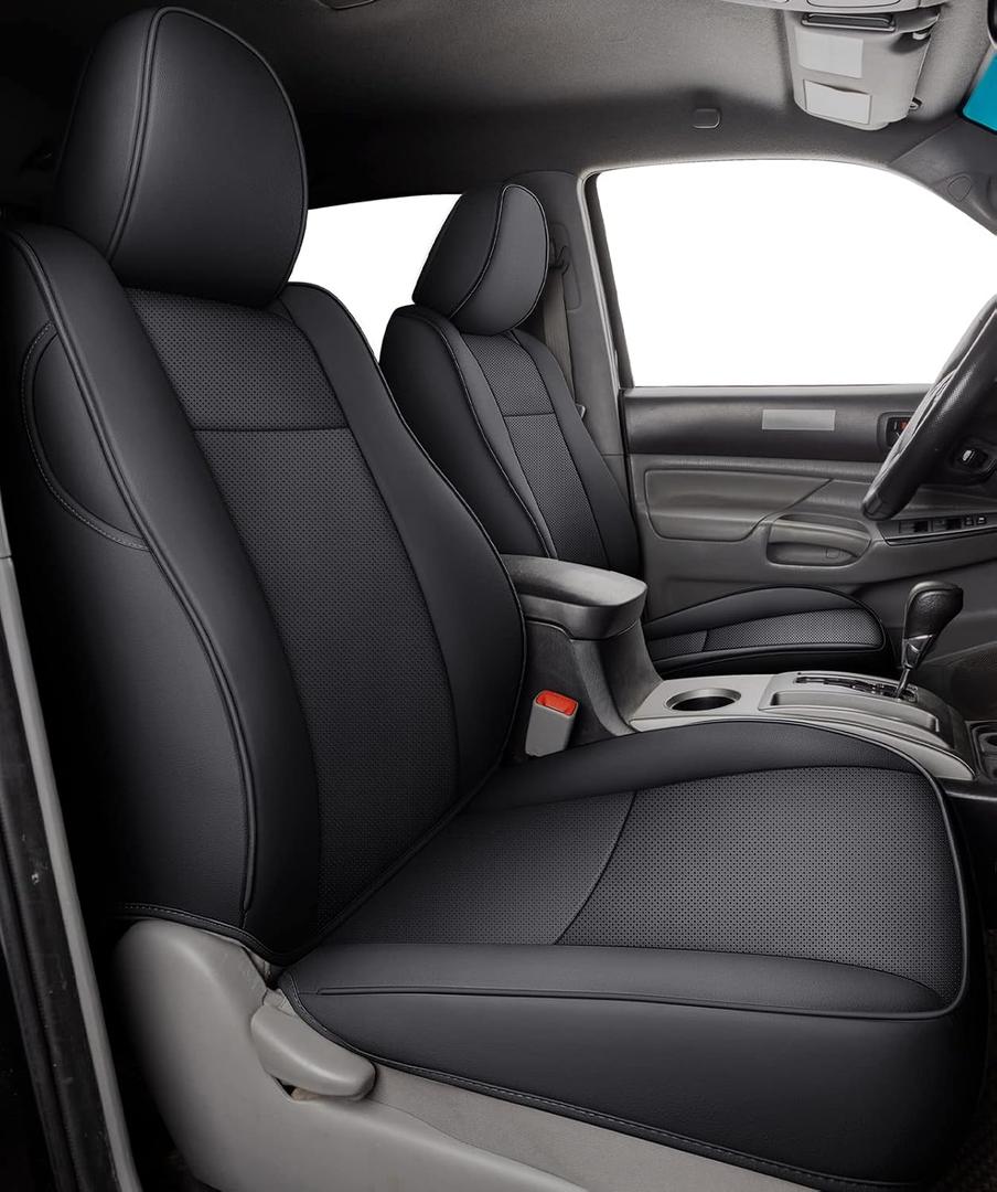 LUCKYMAN CLUB 2005-2015 Tacoma Custom Fit Seat Covers for Crew Cab with Faux Leather (2005-2015 Black)