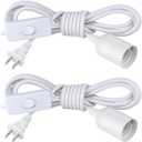 2Pack Plug in Hanging Light Kit, E26/E27 Vintage Hanging Lights with Plug in Cord, Retro Pendant Light Kit, 12FT Cord with On/Off Switch, Pendant Light Cord for Hanging Light, White