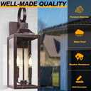 19" Oil Rubbed Bronze Outdoor Wall Lantern 2-Light, Large Outside Modern Sconce Light Fixture, Brown Porch Light Wall Mount with Glass, Waterproof Farmhouse Exterior Lamp Lighting, 2 Pack